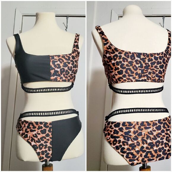 Animal Print/ Black Bikini Size M - Picture 1 of 9